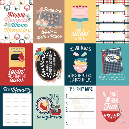 25 Pack - Mom's Kitchen Double-Sided Cardstock 12"X12"- 3x4 Journaling Cards - 5A0033V0-1H5KF
