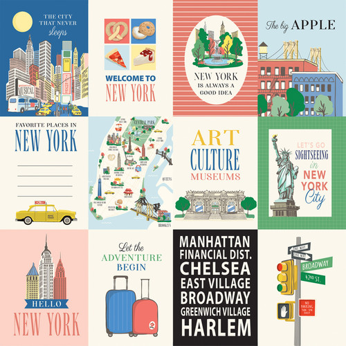 25 Pack - New York City Double-Sided Cardstock 12"X12"-3X4 Journaling Cards - 5A0033WW-1H5LR