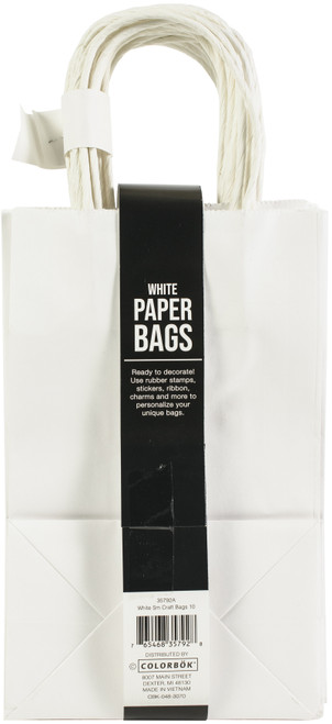 Colorbok Small Paper Gift Bags 5.25"X8.38" 10/Pkg-White - 35792
