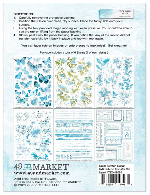 Color Swatch: Ocean Rub-Ons 6"X8"-6 Sheets - CSO41084