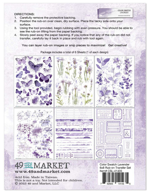 Color Swatch: Lavender Rub-Ons 6"X8"-6 Sheets - CSL41435
