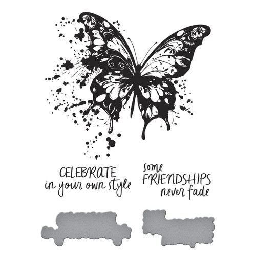 Spellbinders BetterPress Plate & Die Set-Beautifully Imperfect, Bttrfly Splatter - 5A003CZD-1H97S