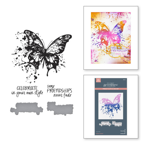Spellbinders BetterPress Plate & Die Set-Beautifully Imperfect, Bttrfly Splatter - 5A003CZD-1H97S