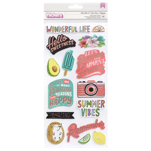 3 Pack - Amy Tan Stay Sweet Thickers Stickers 39/Pkg-Roll With It Phrase/Foam - 351207 - 718813512077