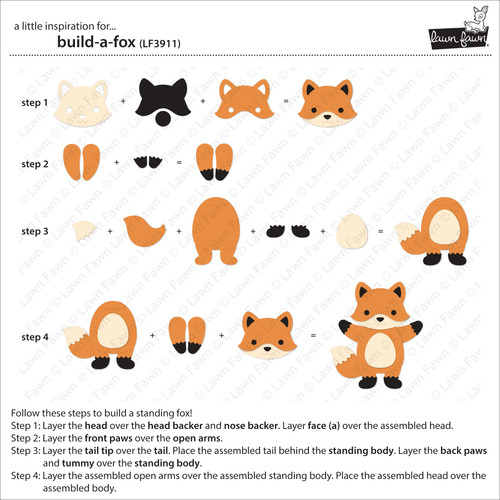 Lawn Cuts Custom Craft Die-Build-A-Fox - 5A0039GK-1H8PY Lawn Cuts Custom Craft Die-Build-A-Fox - 5A0039GK-1H8PY