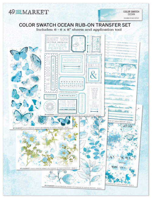 3 Pack - Color Swatch: Ocean Rub-Ons 6"X8"-6 Sheets - CSO41084 - 752505141084
