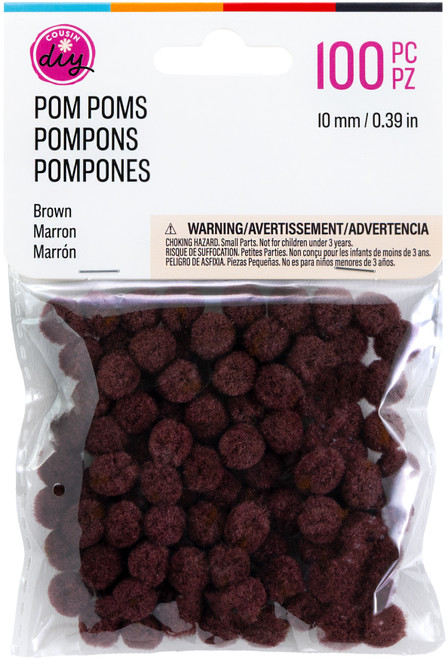 CousinDIY Pom-Pom 10mm 100/Pkg-Brown - 5A002XQL-1GYHF - 191648181258