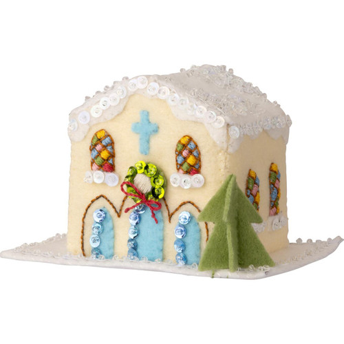 Bucilla Felt Ornaments Applique Kit Set Of 3-Putz Village 3D - 5A003CMF-1H8Y4 Bucilla Felt Ornaments Applique Kit Set Of 3-Putz Village 3D - 5A003CMF-1H8Y4