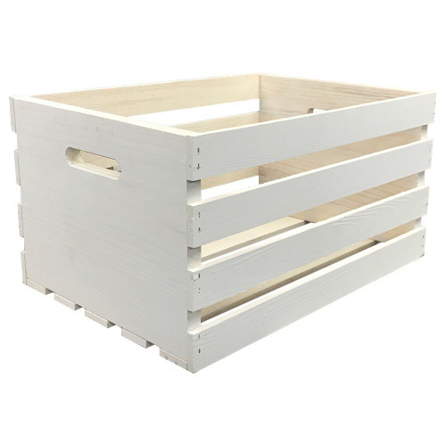 Crates & Pallet Pine Wood Crate Large 18" x 12.5" x 9.5-White - 5A003CN9-1H8YW - 022931610028