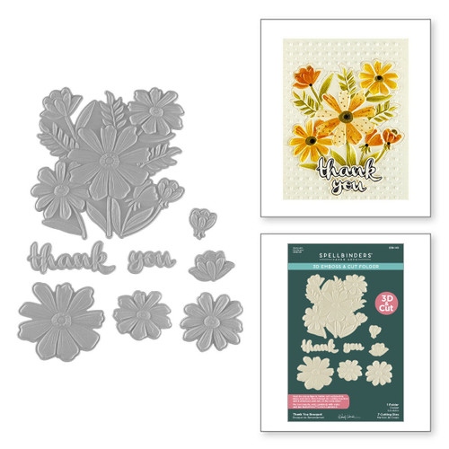 Spellbinders 3D Emboss & Cut Folder by Wendy Vecchi-Tabbed Classics, Thank You Bouquet - 5A003CZ8-1H973