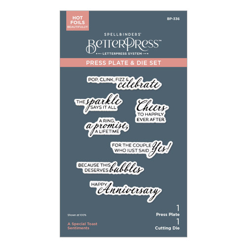 Spellbinders BetterPress Plate & Die Set-Happier Hour, A Special Toast Sentiments - 5A003CZ5-1H975 - 810176108543