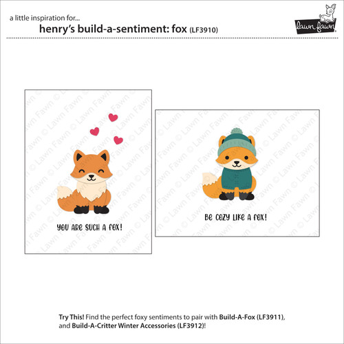 2 Pack - Lawn Fawn Stamps-Henry's Build-A-Sentiment: Fox - 5A0039FW-1H8P9