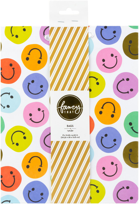 10 Pack - American Crafts Gift Bag with Ribbon Handle-Smiley Faces - 5A002NT8-1GQR0 - 718813158497