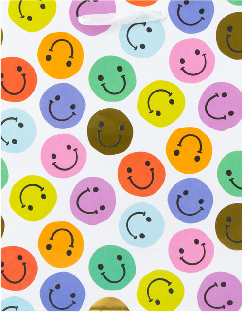 10 Pack - American Crafts Gift Bag with Ribbon Handle-Smiley Faces - A5002NT8-G1QR0