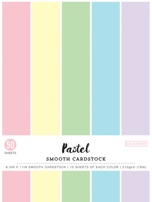 Colorbok 66.5lb Smooth Cardstock 8.5"X11" 50/Pkg-Pastel, 5 Colors/10 Each - 61191E - 765468611914