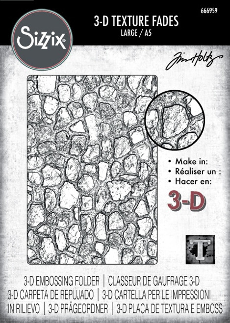 Sizzix 3D Texture Fades A5 Embossing Folder By Tim Holtz-Cobblestone - 5A00323J-1H3QH - 630454292760