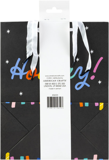 10 Pack - American Crafts Gift Bag with Ribbon Handle-Hooray - A5002NSD-G1QJT