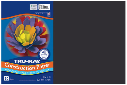 3 Pack - Tru-Ray Construction Paper Black-12"X18", 50 Sheets - 5A0035HG-1H6SP - 084001030617