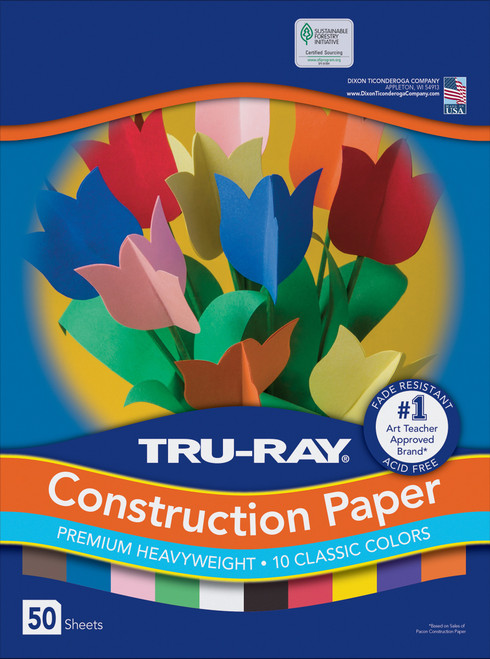 Tru-Ray Construction Paper 10 Classic Colors-9"X12", 50 Sheets - 5A0035HW-1H6SZ - 084001030310