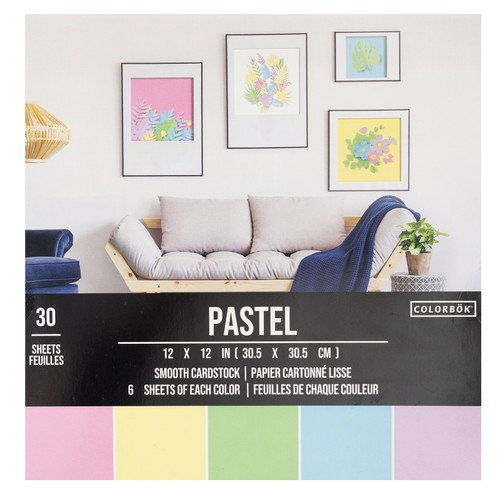 Colorbok 78lb Smooth Cardstock 12"X12" 30/Pkg-Pastel, 5 Colors/6 Each - 61195C - 765468611952