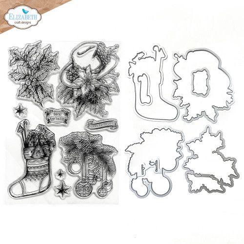 Elizabeth Craft Stamp And Die Set-Deck The Halls - 5A003CLG-1H8X1 - 741527318390