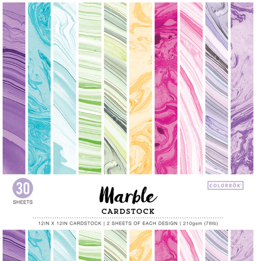 Colorbok 78lb Single-Sided Printed Cardstock 12"X12" 30/Pkg-Marble - 71876B - 765468718767