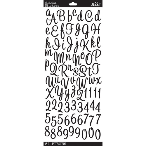 Sticko Alphabet Stickers-Sweetheart Script Black - E5238153 - 015586793246