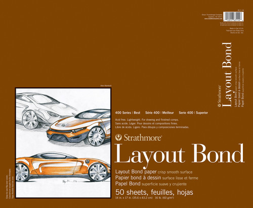 Strathmore 400 Series Layout Pad 14"X17"-Glue Bound, 50 Sheets - 411140 - 012017631146