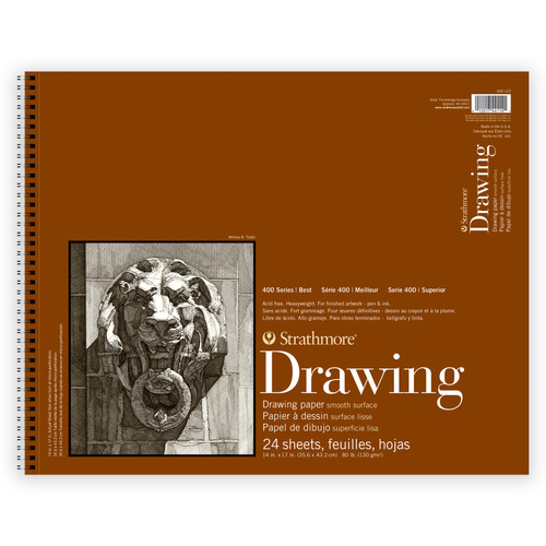 Strathmore 400 Series Drawing Pad 14"X17"-Wire Bound, 24 Sheets - 400107 - 012017441141