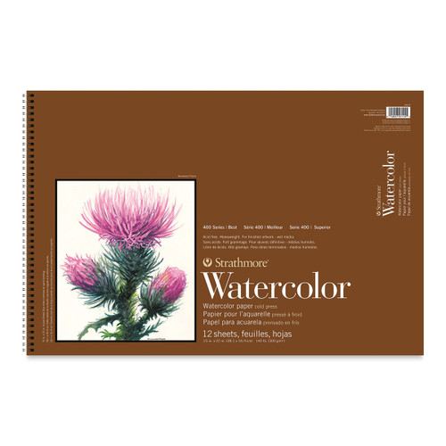 Strathmore 400 Series Watercolor Paper Pad Cold Press 15"X22-Wire Bound Side, 12 Sheets - 440400 - 012017471155