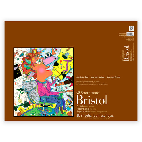 Strathmore 400 Series Bristol Pad 2 Ply Vellum 18"X24"-Tape Bound, 15 Sheets - 475900 - 012017460180