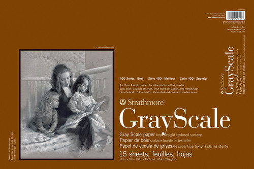 Strathmore 400 Series Gray Scale Pad 12"X18"-Glue Bound Assorted Colors, 12 Sheets - 4400012 - 012017493126