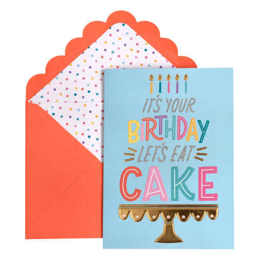 3 Pack - Paislee Paperie - Greeting Card - 5x7 - Birthday-Let's Eat Cake - Glitter & Foil - 5A002N8L-1GQ1K