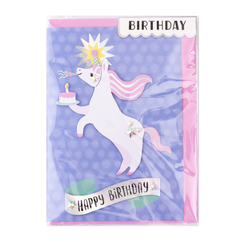 3 Pack - Crate Paper - Greeting Card - 5x7 - Birthday-Party Unicorn - Foil & Gems - 5A002NL0-1GPV0 - 015586034899