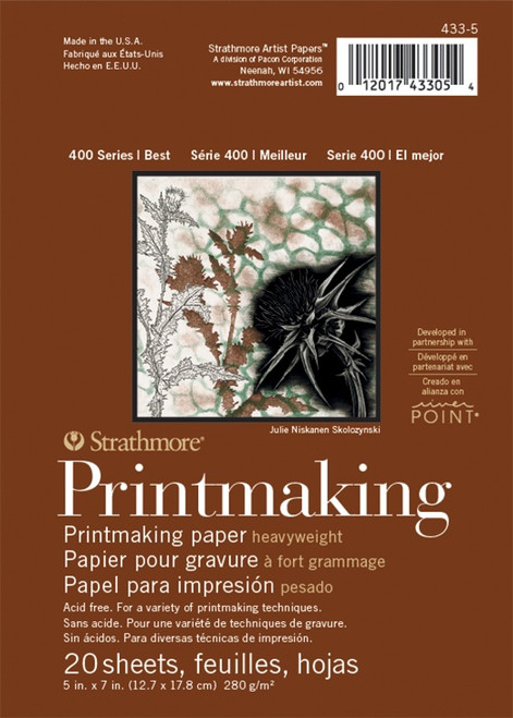 Strathmore 400 Series Printmaking Paper Pad 5"X7"-Glue Bound, 20 Sheets - 62433500 - 012017433054
