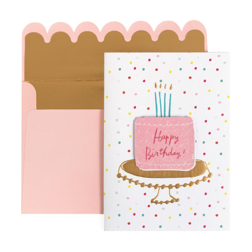 American Crafts Greeting Card W/Envelope-Pink Birthday Cake - 5A002NQ5-1GPR9