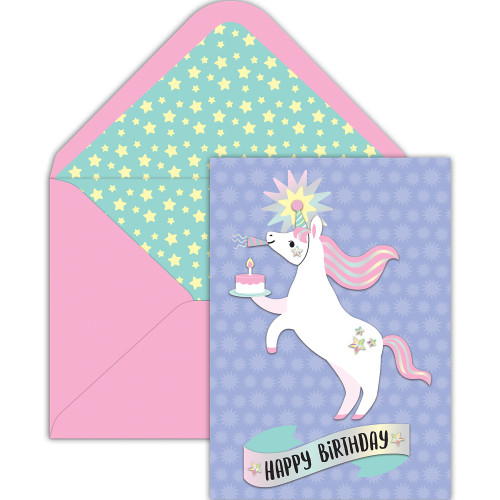 Crate Paper - Greeting Card - 5x7 - Birthday-Party Unicorn - Foil & Gems - 5A002NL0-1GPV0