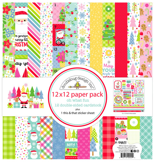 Doodlebug Double-Sided Paper Pack 12"X12" 12/Pkg-Oh What Fun - 5A003D87-1H9JH - 842715090002