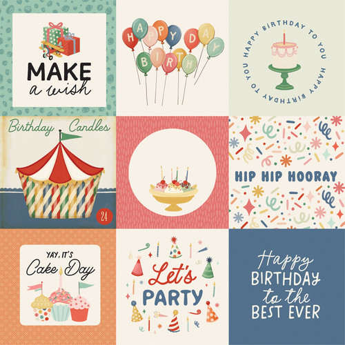 25 Pack - They Say It's Your Birthday Double-Sided Cardstock 12"X12"-4x4 Journaling Cards - 5A003D64-1H9GB
