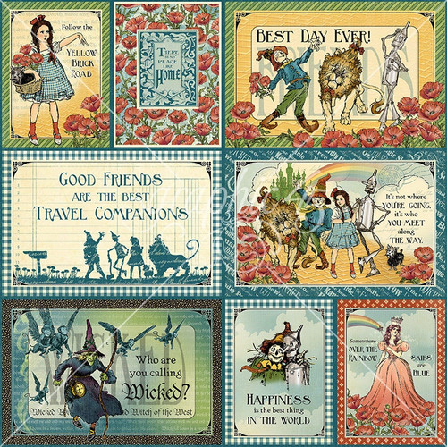 15 Pack - Graphic 45 Wonder Of OZ Double-Sided Cardstock 12"X12"-Over The Rainbow - 5A003DCN-1H9M0