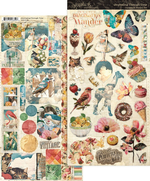 3 Pack - Graphic 45 Sticker Set-Journaling Through Time - 5A003DD2-1H9MG - 810070168506