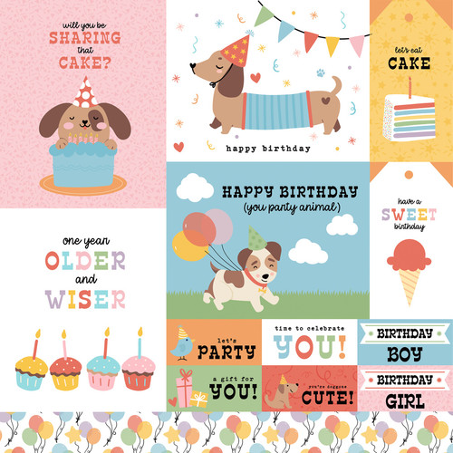 25 Pack - Echo Park Party Animal Double-Sided Cardstock 12"X12"-Multi Journaling Cards - 5A003D47-1H9DZ