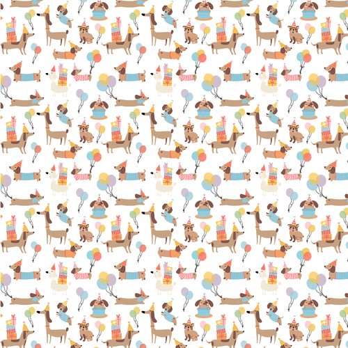 25 Pack - Echo Park Party Animal Double-Sided Cardstock 12"X12"-Party Puppies - 5A003D47-1H9F0