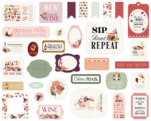 3 Pack - Carta Bella Cardstock Ephemera-WINE - 5A003D3F-1H9CP