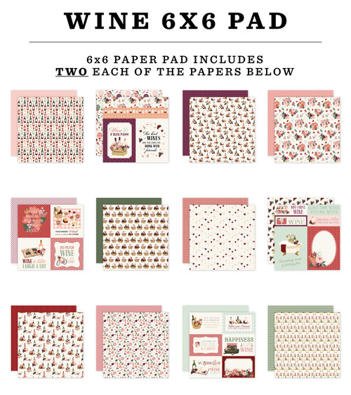 3 Pack - Carta Bella Double-Sided Paper Pad 6"X6"-WINE - 5A003D3Y-1H9CK