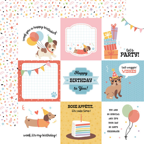 25 Pack - Echo Park Party Animal Double-Sided Cardstock 12"X12"-4x4 Journaling Cards - 5A003D47-1H9D8 - 810192597291