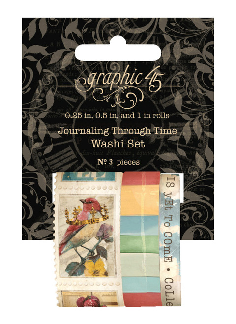 Graphic 45 Washi Tape Set-Journaling Through Time - 5A003DC5-1H9MP - 810070168520