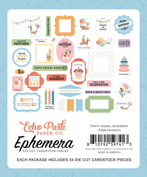 3 Pack - Echo Park Cardstock Ephemera-Party Animal - 5A003D4B-1H9DQ