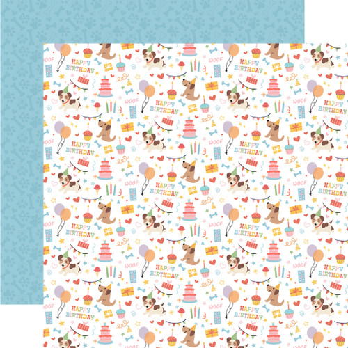 25 Pack - Echo Park Party Animal Double-Sided Cardstock 12"X12"-Birthday Dog - 5A003D47-1H9DS - 810192597222