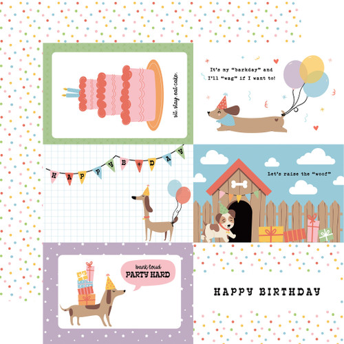 25 Pack - Echo Park Party Animal Double-Sided Cardstock 12"X12"-6x4 Journaling Cards - 5A003D47-1H9DT - 810192597321